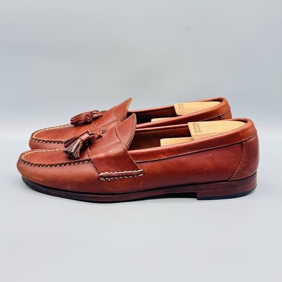 Allen Edmonds Shoes Mens 10.5 Brown Leather Bangor Tassel Loafers Vintage USA main image 8